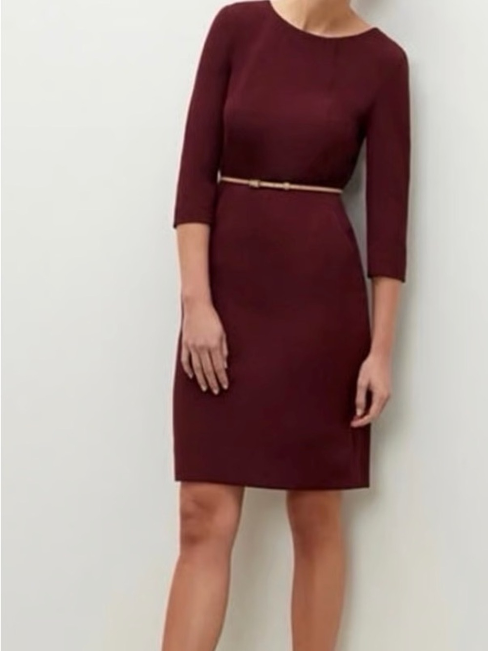 MM.LaFleur Burgundy Etsuko Wondertex Sheath Dress
